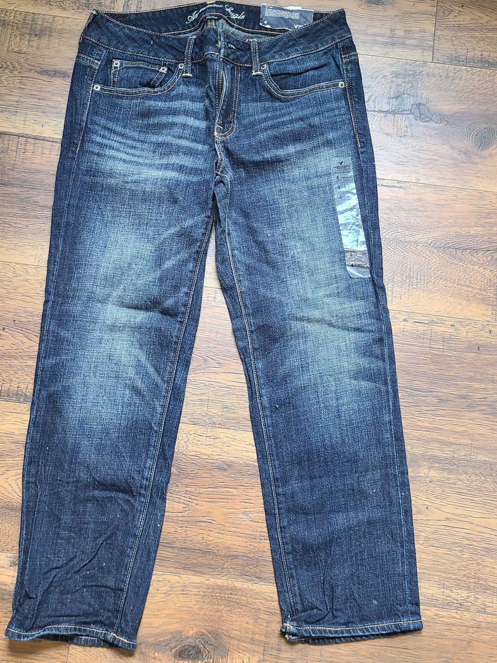 American Eagle Outfitters Dark Indigo Straight Leg Jeans 4 Boy Fit Stretch